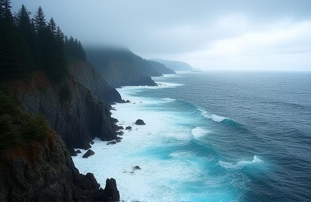 View of a rugged coastline near Vancouver Island